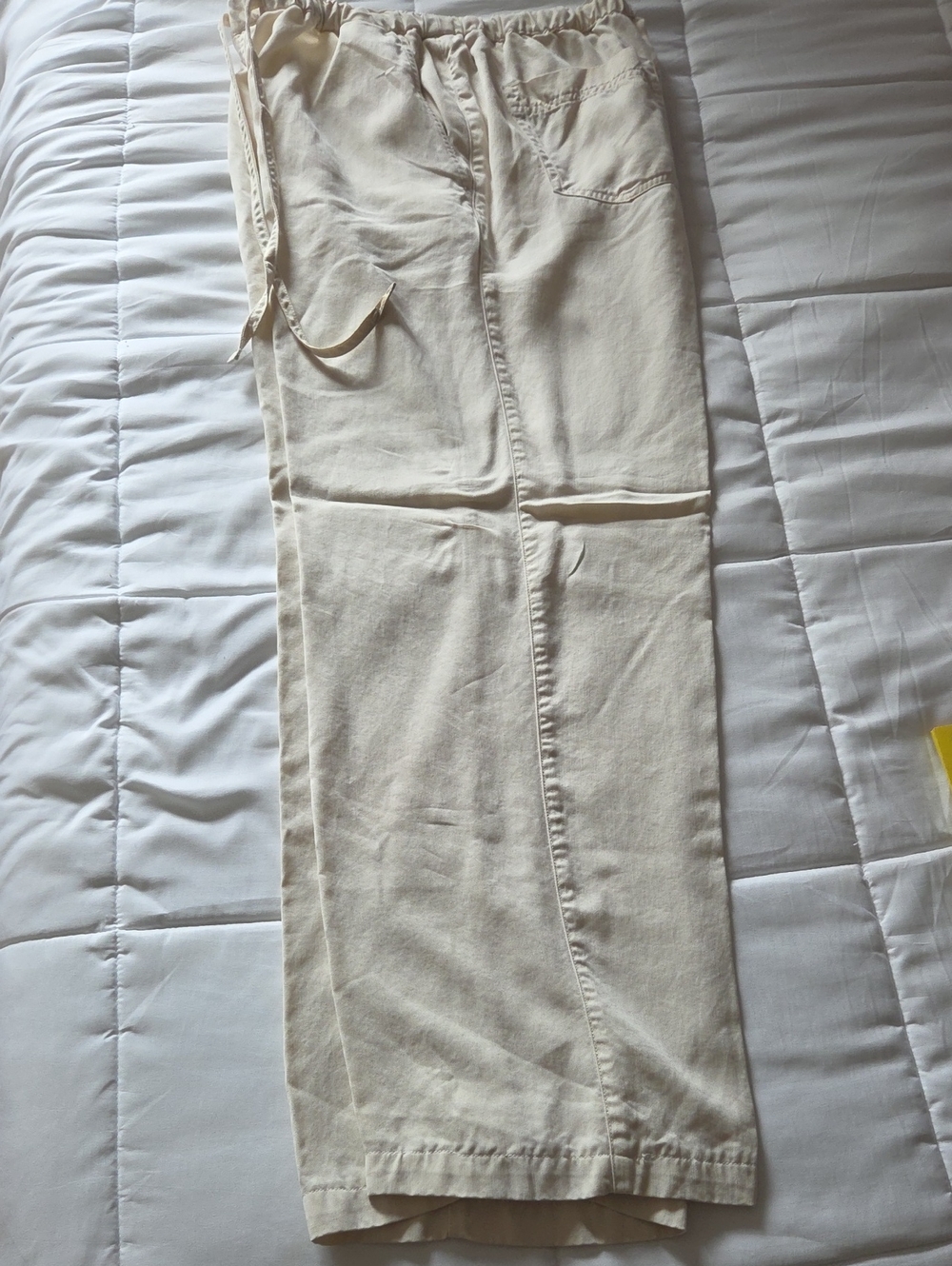 Jones NY Womens Cream Drawstring Cotton Pants